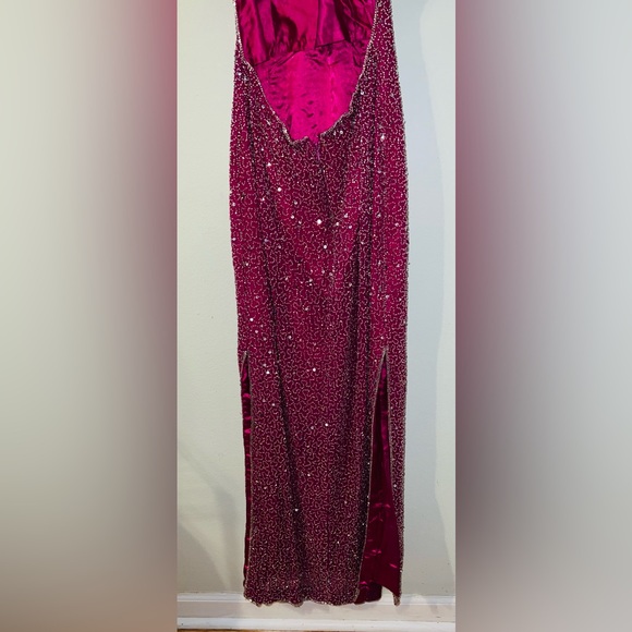 NWOT: Stunning Scala Fuchsia Sequined Long Backless Gown! Size Medium. 💖 - Picture 6 of 16